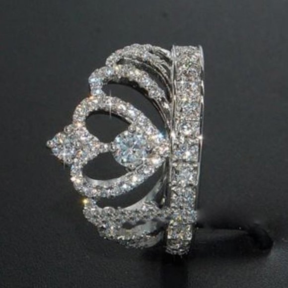 NEW 925 Sterling Silver Diamond Crown Ring - Picture 7 of 7